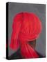 Red Turban on Grey, 2014-Lincoln Seligman-Stretched Canvas