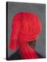 Red Turban on Grey, 2014-Lincoln Seligman-Stretched Canvas