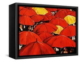 Red Umbrella-Sydney Edmunds-Framed Stretched Canvas