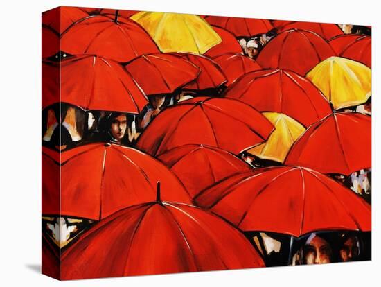 Red Umbrella-Sydney Edmunds-Stretched Canvas