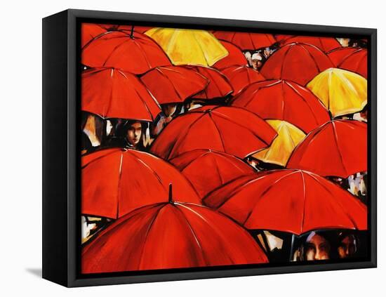Red Umbrella-Sydney Edmunds-Framed Stretched Canvas