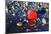 Red Valentine Heart on the Beach-Hannamariah-Mounted Photographic Print