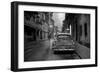 Red Vintage American Car Parked on a Floodlit Street in Havana Centro at Night-Lee Frost-Framed Photographic Print