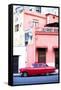 Red Vintage American Car Parked on a Street in Havana Centro-Lee Frost-Framed Stretched Canvas