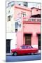 Red Vintage American Car Parked on a Street in Havana Centro-Lee Frost-Mounted Photographic Print