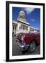 Red Vintage American Car Parked Opposite the Capitolio-Lee Frost-Framed Premium Photographic Print