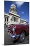 Red Vintage American Car Parked Opposite the Capitolio-Lee Frost-Mounted Premium Photographic Print