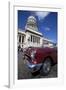 Red Vintage American Car Parked Opposite the Capitolio-Lee Frost-Framed Photographic Print