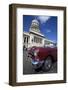 Red Vintage American Car Parked Opposite the Capitolio-Lee Frost-Framed Photographic Print