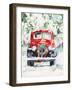 Red Vintage Truck with Wreath-Jenny Westenhofer-Framed Art Print