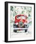 Red Vintage Truck with Wreath-Jenny Westenhofer-Framed Art Print