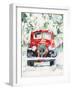 Red Vintage Truck with Wreath-Jenny Westenhofer-Framed Art Print