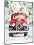 Red Vintage Truck with Wreath-Jenny Westenhofer-Mounted Art Print