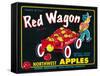 Red Wagon Apple Label - Yakima, WA-Lantern Press-Framed Stretched Canvas