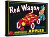 Red Wagon Apple Label - Yakima, WA-Lantern Press-Stretched Canvas