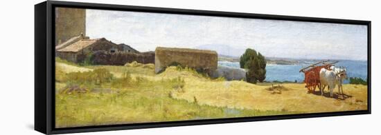 Red Wagon in Castiglioncello-Odoardo Borrani-Framed Stretched Canvas