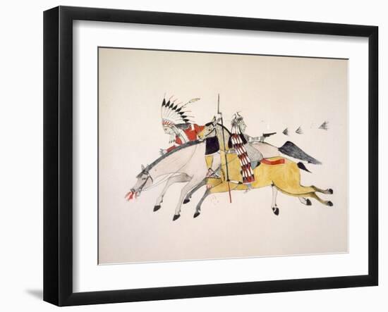 Red Walker and a Companion Fleeing from Pursuing Crow Indians-Kills Two-Framed Giclee Print