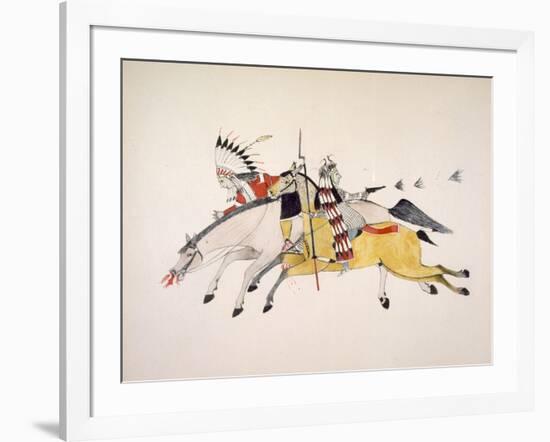 Red Walker and a Companion Fleeing from Pursuing Crow Indians-Kills Two-Framed Giclee Print