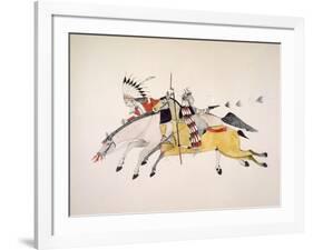 Red Walker and a Companion Fleeing from Pursuing Crow Indians-Kills Two-Framed Giclee Print