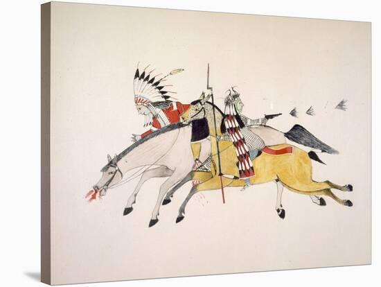 Red Walker and a Companion Fleeing from Pursuing Crow Indians-Kills Two-Stretched Canvas