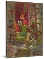 Red Wall, Red Roses-Susan Ryder-Stretched Canvas