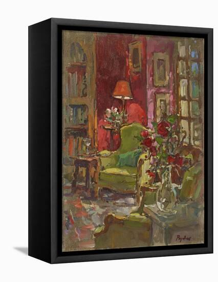 Red Wall, Red Roses-Susan Ryder-Framed Stretched Canvas