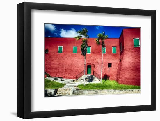 Red Walled Fort Christian, Charlotte Amalie, USVI-George Oze-Framed Photographic Print