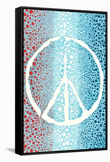 Red White and Blue Peace Sign-null-Framed Stretched Canvas