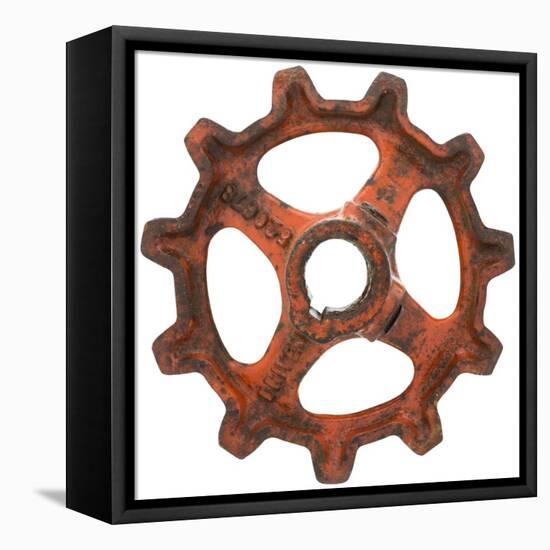 Red Wide Tooth Gear-Retroplanet-Framed Stretched Canvas