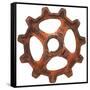 Red Wide Tooth Gear-Retroplanet-Framed Stretched Canvas