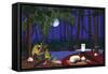 Red Wine And Cheese Under The Moonlight-Cindy Wider-Framed Stretched Canvas