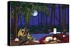 Red Wine And Cheese Under The Moonlight-Cindy Wider-Stretched Canvas