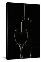 Red Wine and Glasse over Black-Darja Vorontsova-Stretched Canvas