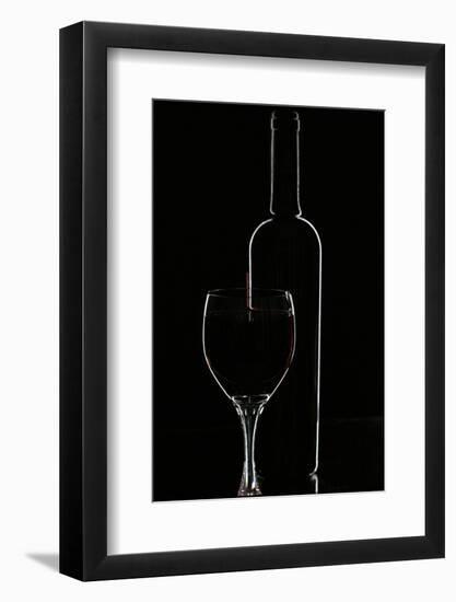 Red Wine and Glasse over Black-Darja Vorontsova-Framed Photographic Print