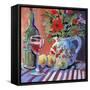 Red Wine and Table-Jane Slivka-Framed Stretched Canvas