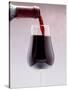 Red Wine bottle pouring into a glass-null-Stretched Canvas