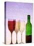 Red Wine Bottle with Three Glasses-Peter Howard Smith-Stretched Canvas