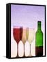 Red Wine Bottle with Three Glasses-Peter Howard Smith-Framed Stretched Canvas