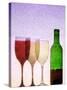 Red Wine Bottle with Three Glasses-Peter Howard Smith-Stretched Canvas