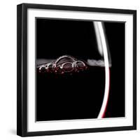 Red Wine Glass Silhouette on Black Background with Bubbles-r classen-Framed Photographic Print