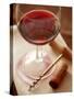 Red Wine Glass with Corkscrew and Cork-Dirk Pieters-Stretched Canvas