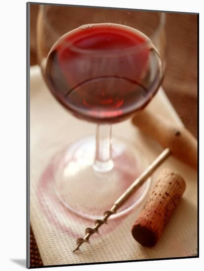 Red Wine Glass with Corkscrew and Cork-Dirk Pieters-Mounted Photographic Print