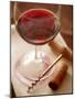 Red Wine Glass with Corkscrew and Cork-Dirk Pieters-Mounted Photographic Print