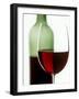 Red Wine Glass with Half-Full Wine Bottle in Background-Joerg Lehmann-Framed Photographic Print