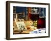 Red Wine in Glass and Carafe and a Piece of Gorgonzola-Michael Meisen-Framed Photographic Print