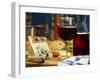 Red Wine in Glass and Carafe and a Piece of Gorgonzola-Michael Meisen-Framed Photographic Print