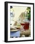 Red Wine in Glass and Carafe, Schüttelbrot Beside (S. Tyrol)-Eising Studio - Food Photo and Video-Framed Photographic Print