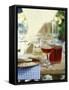 Red Wine in Glass and Carafe, Schüttelbrot Beside (S. Tyrol)-Eising Studio - Food Photo and Video-Framed Stretched Canvas