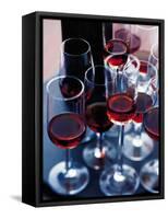 Red Wine in Several Glasses-Steve Baxter-Framed Stretched Canvas