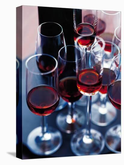 Red Wine in Several Glasses-Steve Baxter-Stretched Canvas